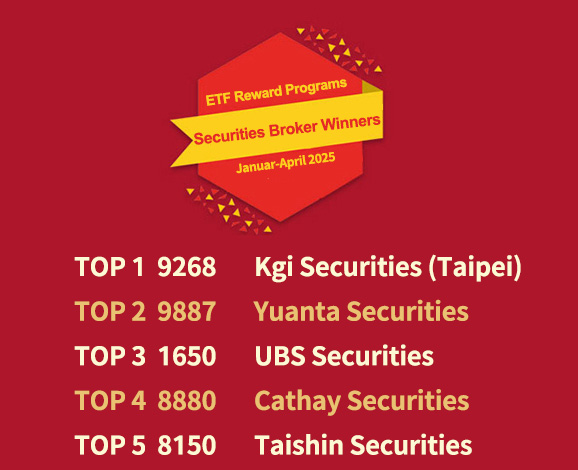 Securities broker winners(Until the end of August 2023): TOP 1: 9268  Kgi Securities (Taipei), TOP 2: 8888 Cathay Securities (Dunnan), TOP 3: 8560 ShinKong  Securities, TOP 4:8150 Taishin Securities , TOP 5: 8150 Taishin Securities